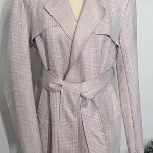 Solitaire Women's Cream Plaid Trench Coat